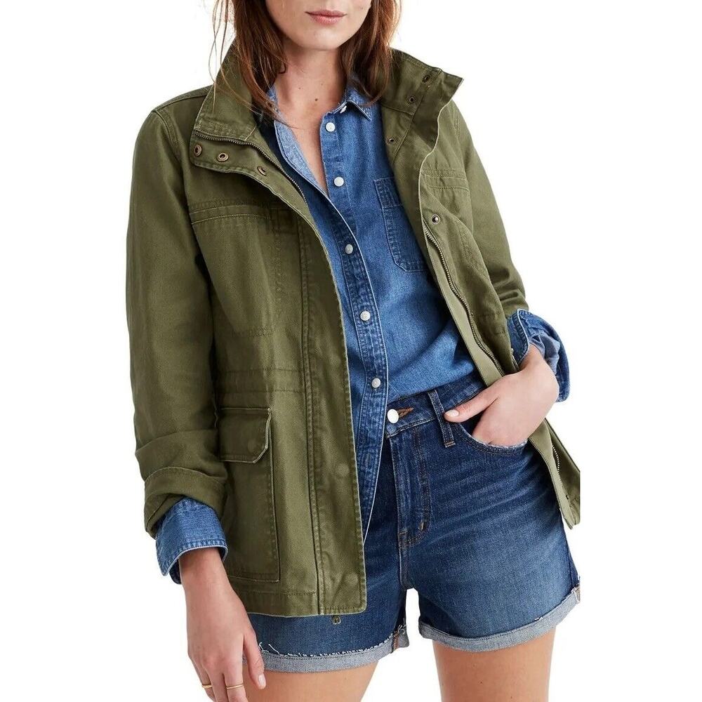 Madewell Women's Small Military Dispatch Jacket Desert Olive Green Cargo Utility